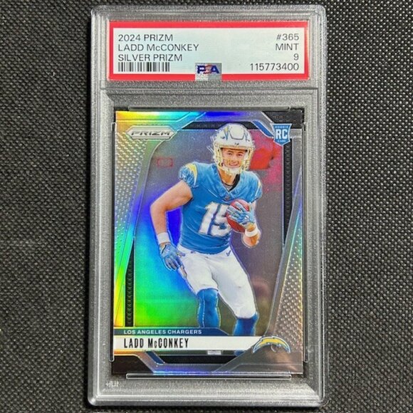 2024 Panini Prizm Ladd McConkey RC Silver Rookie #365 Chargers PSA 9 MINT - Picture 1 of 2